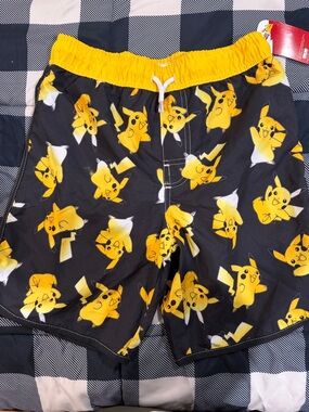 Pokemon Boys Black and Yellow Pikachu Swim Trunks